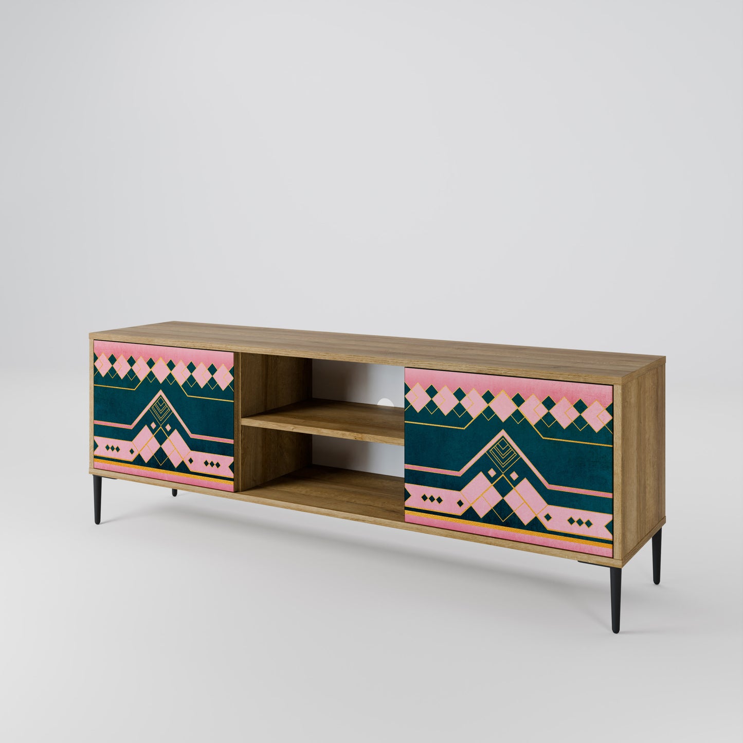 ROYAL COMPOSITION 2-Door TV Stand in Oak Effect
