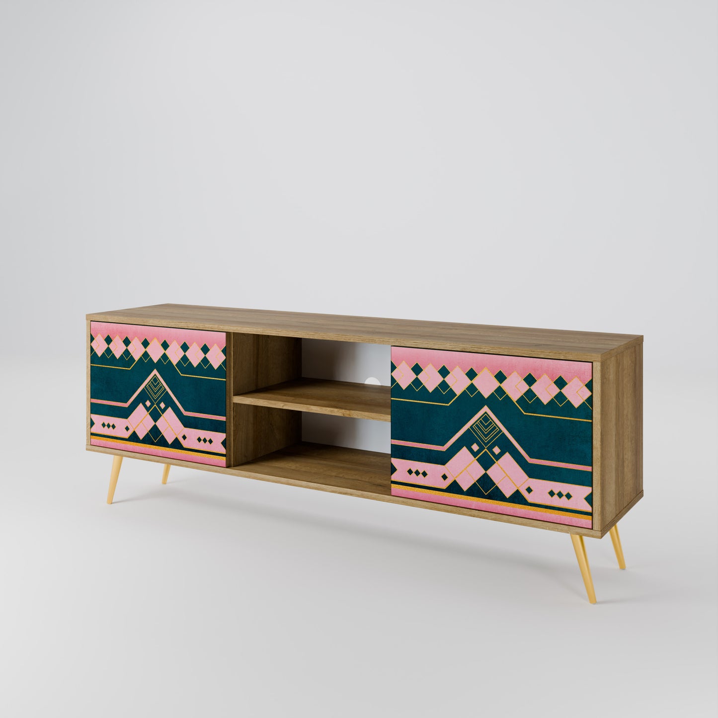 ROYAL COMPOSITION 2-Door TV Stand in Oak Effect