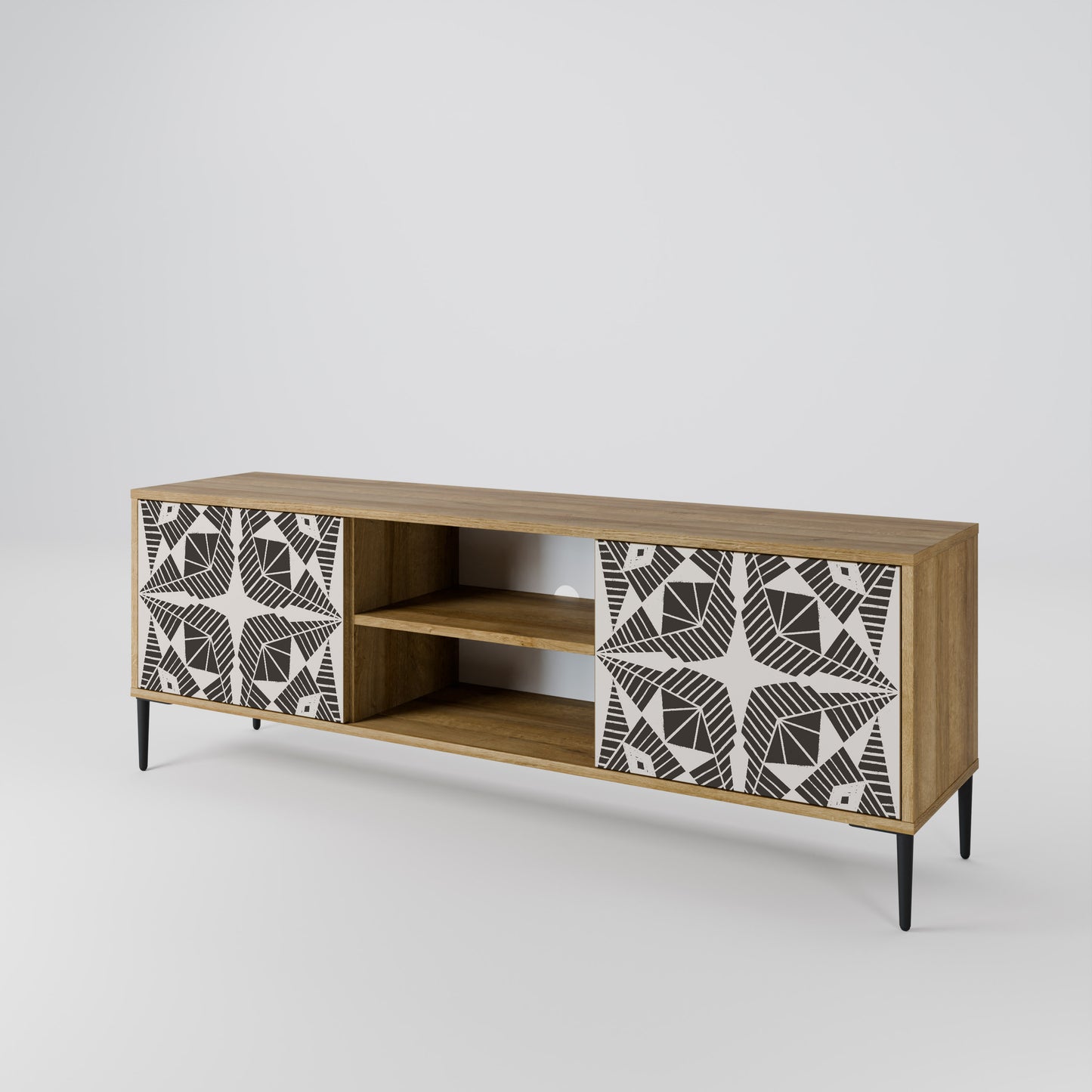 MONOCHROME NEXUS 2-Door TV Stand in Oak Effect