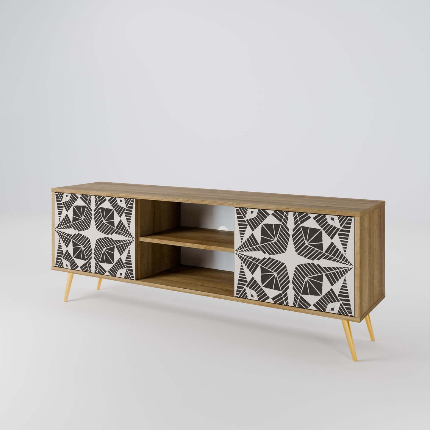 MONOCHROME NEXUS 2-Door TV Stand in Oak Effect