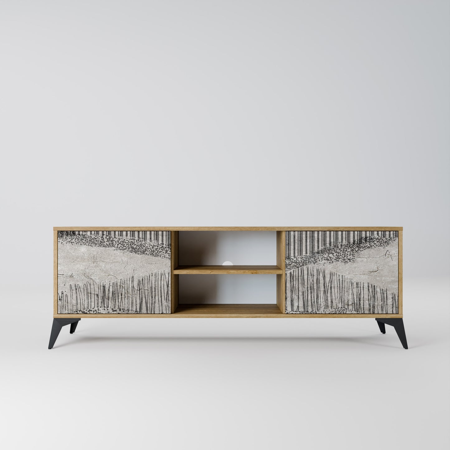 GRAIN LINES 2-Door TV Stand in Oak Effect