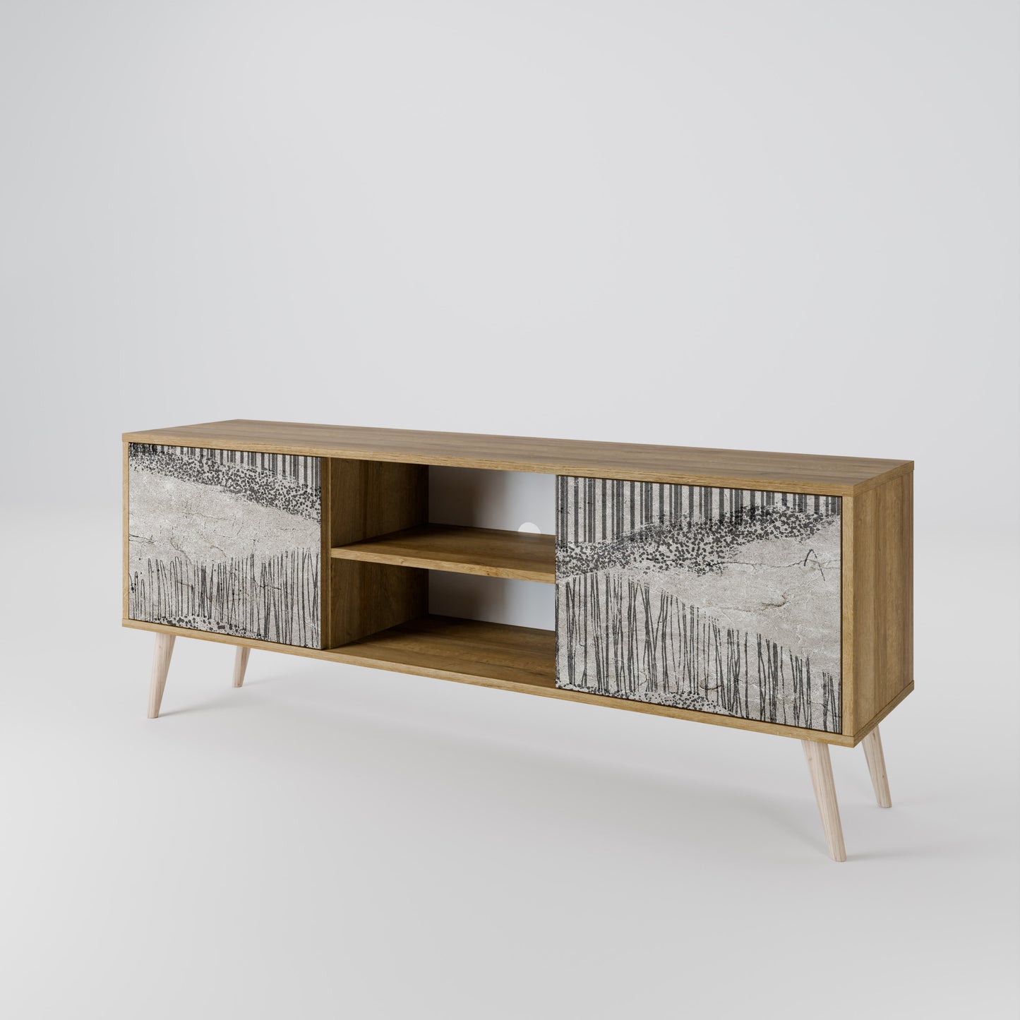 GRAIN LINES 2-Door TV Stand in Oak Effect
