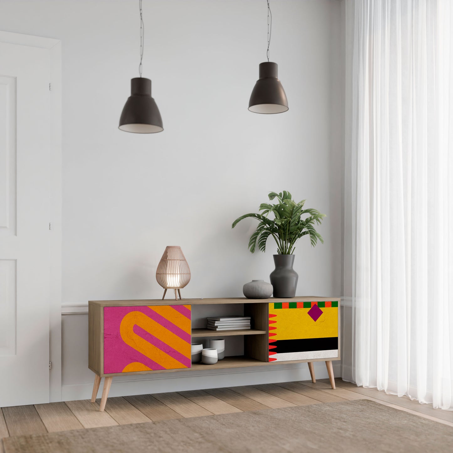 VIVID ART 2-dörrars TV-bänk i ekeffekt