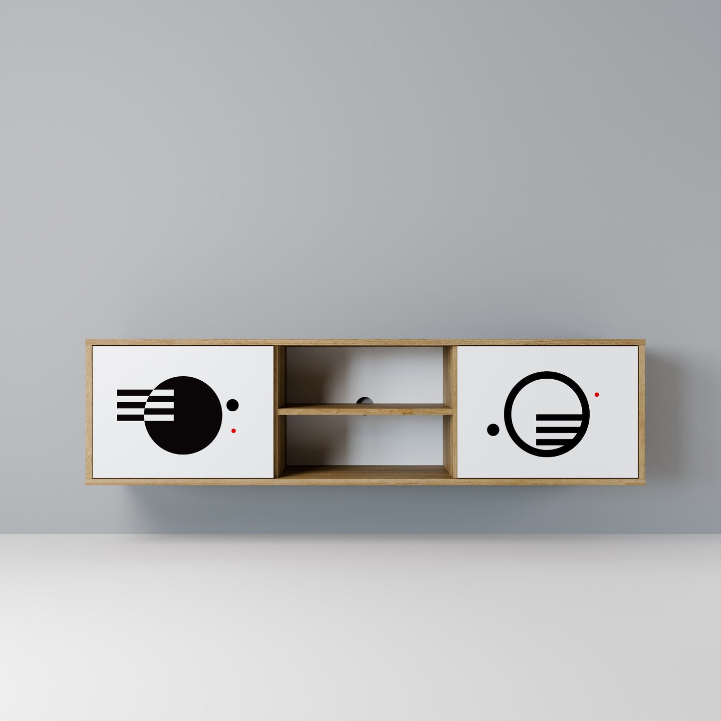 BLACK AND WHITE COMBINATION 2-Door TV Stand in Oak Effect