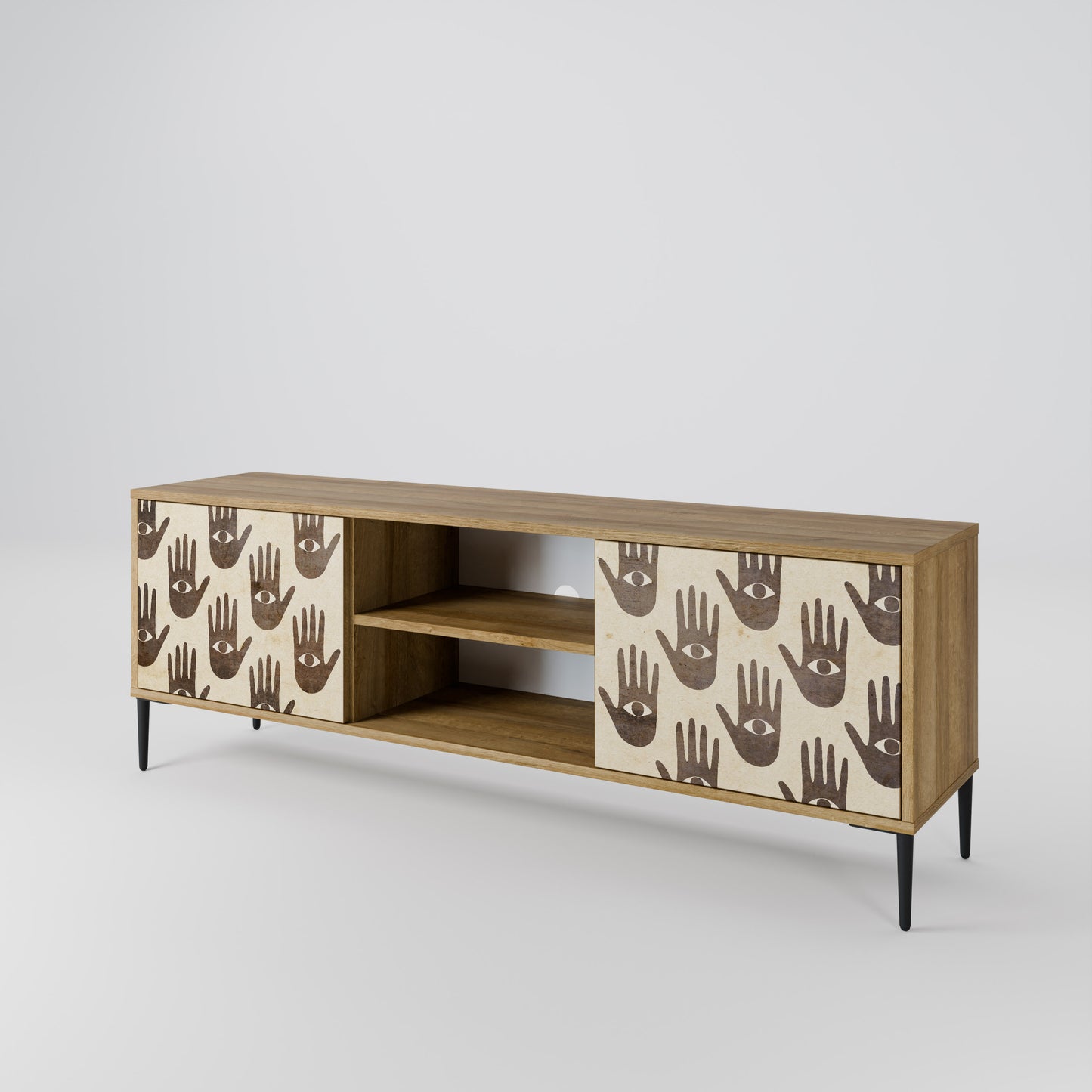 SEE MORE 2-Door TV Stand in Oak Effect