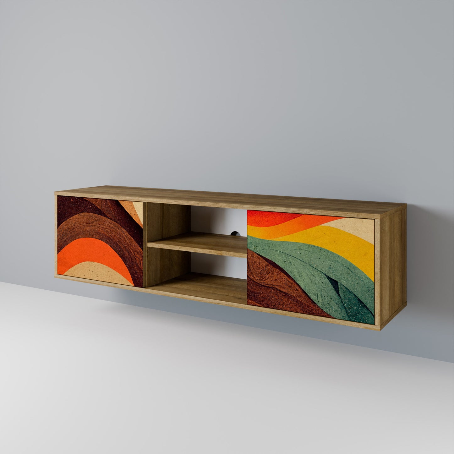 COLORFUL STRANDS 2-Door TV Stand in Oak Effect