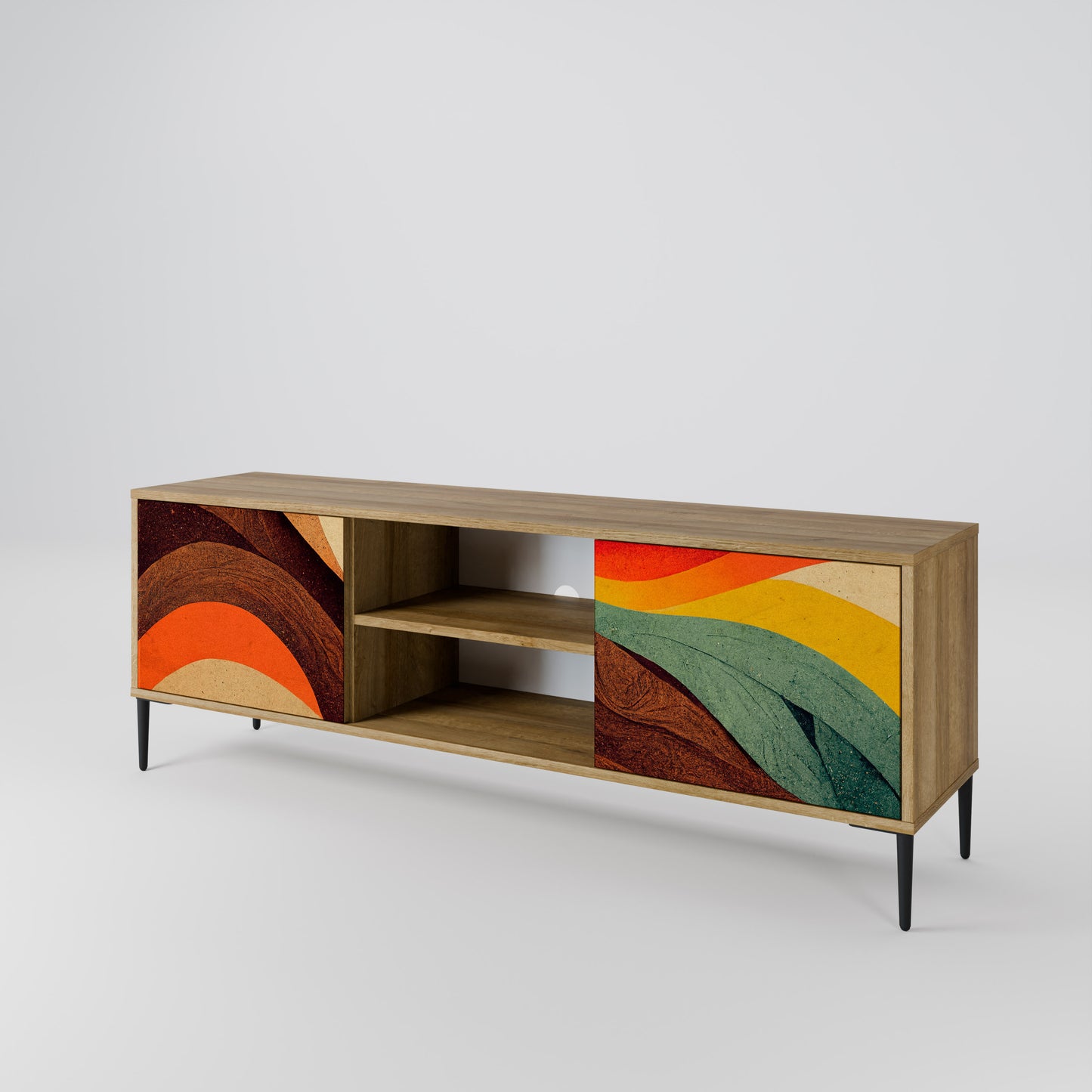 COLORFUL STRANDS 2-Door TV Stand in Oak Effect