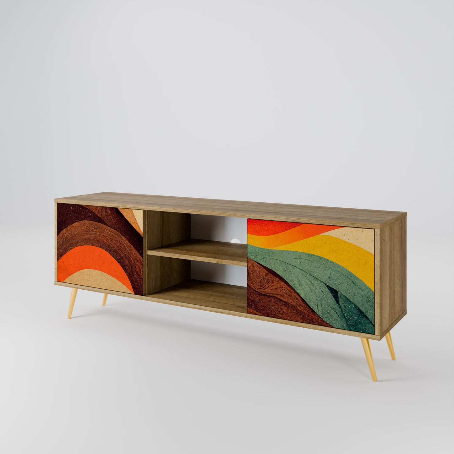 COLORFUL STRANDS 2-Door TV Stand in Oak Effect