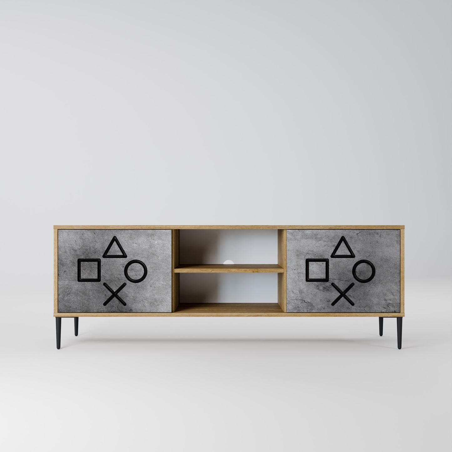 GAMER CHOICE 2-Door TV Stand in Oak Effect