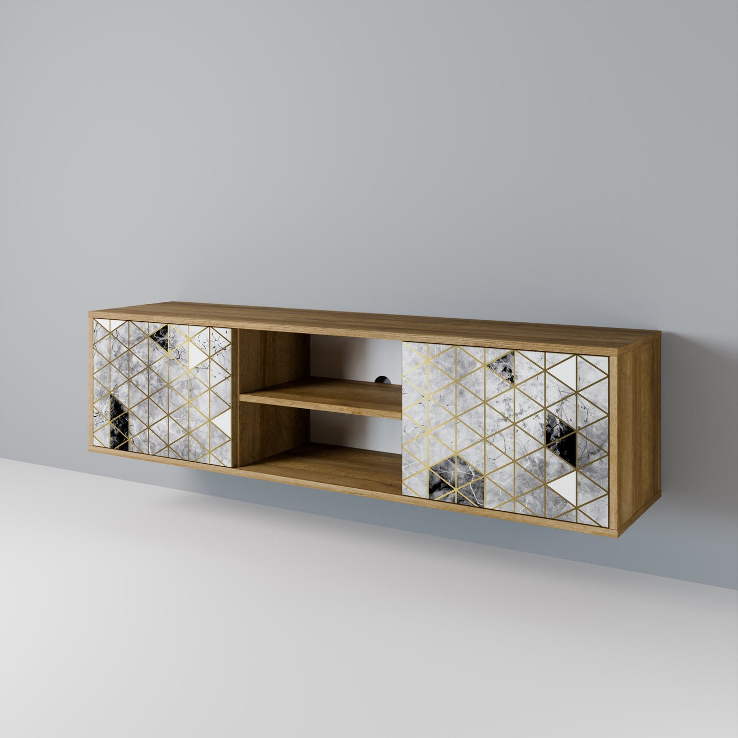ASHEN ARIA 2-Door TV Stand in Oak Effect