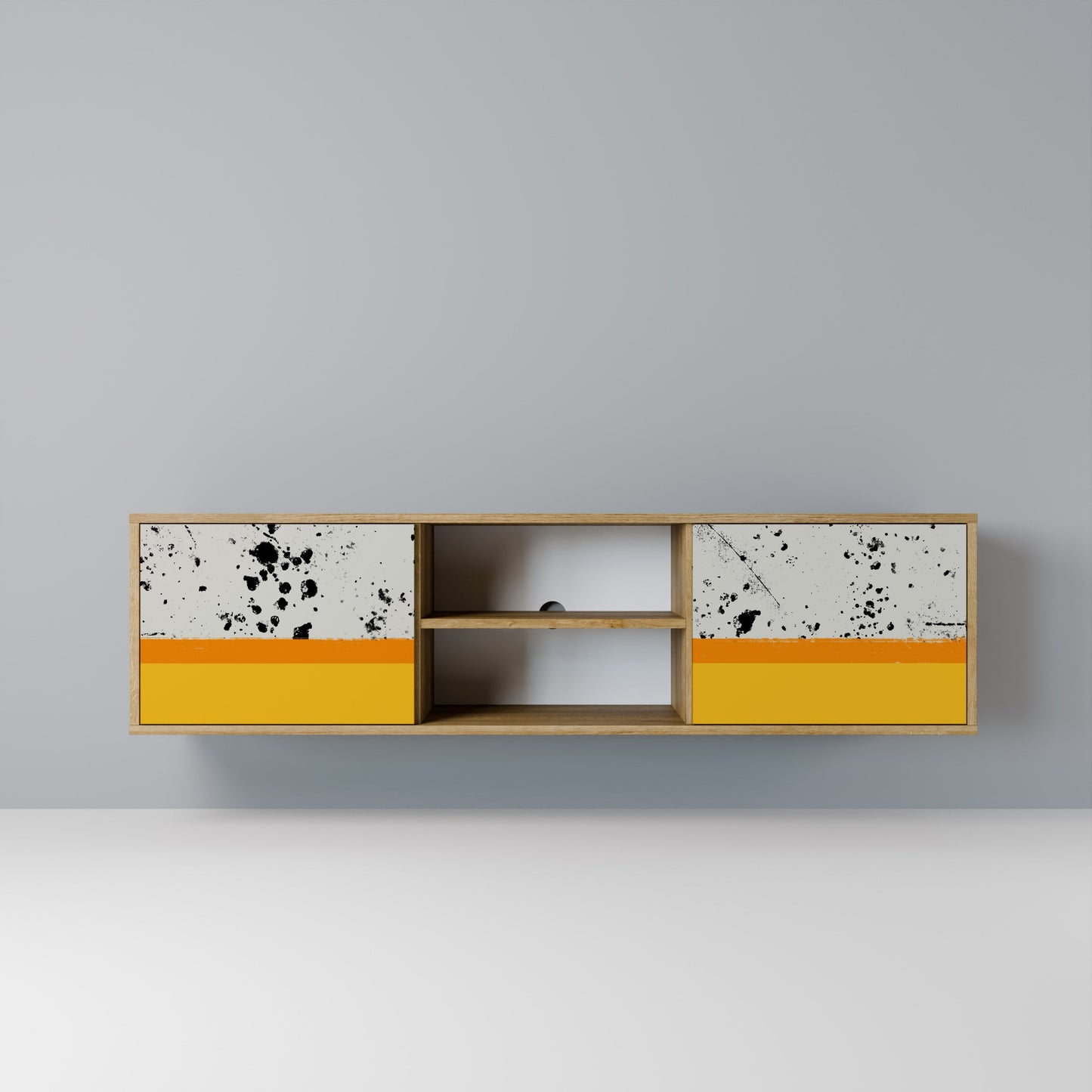 DYED BY ORANGE 2-Door TV Stand in Oak Effect