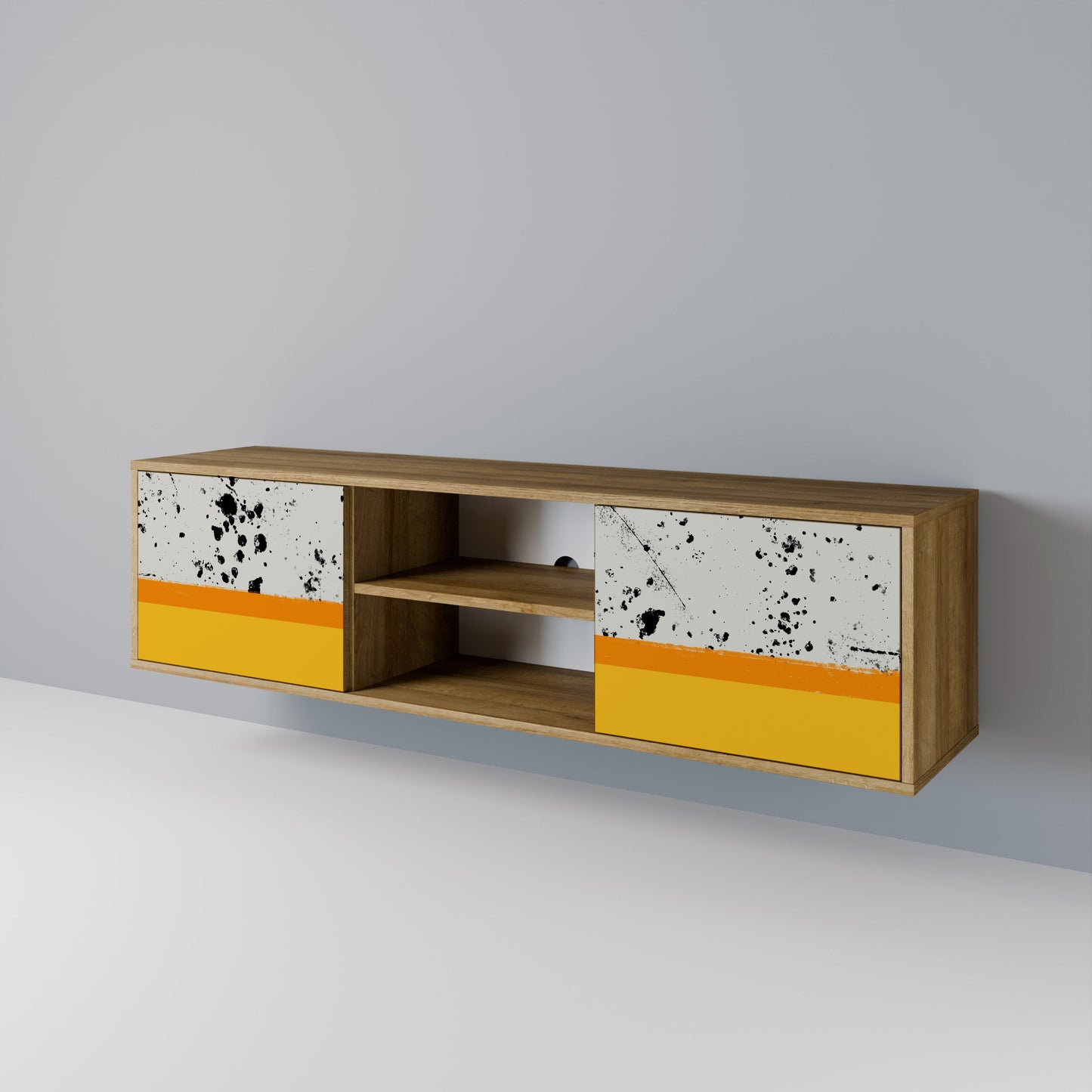 DYED BY ORANGE 2-Door TV Stand in Oak Effect