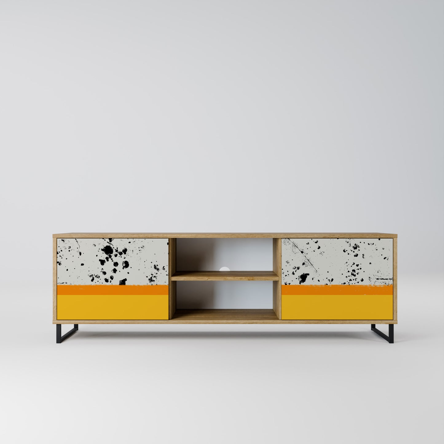DYED BY ORANGE 2-Door TV Stand in Oak Effect