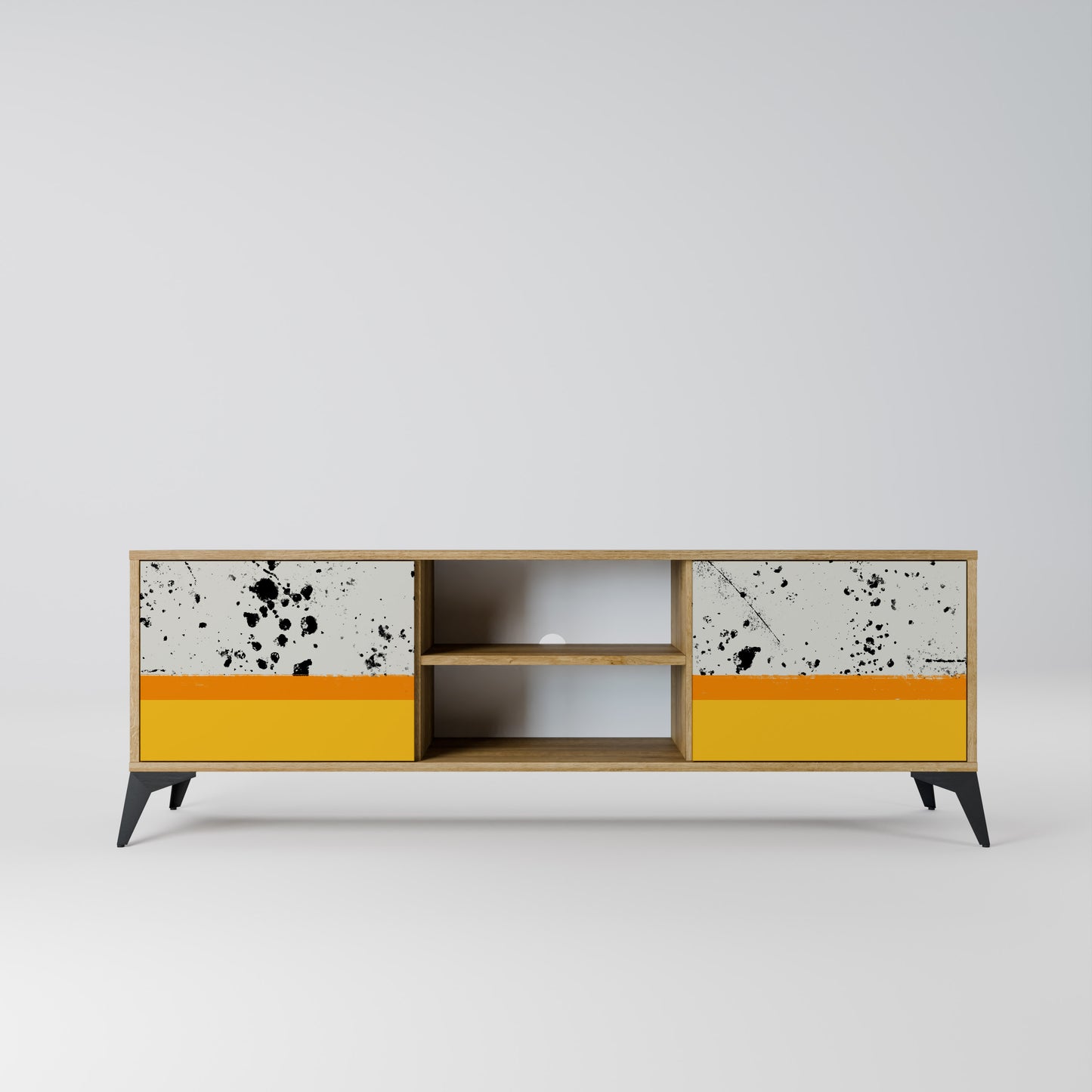 DYED BY ORANGE 2-Door TV Stand in Oak Effect