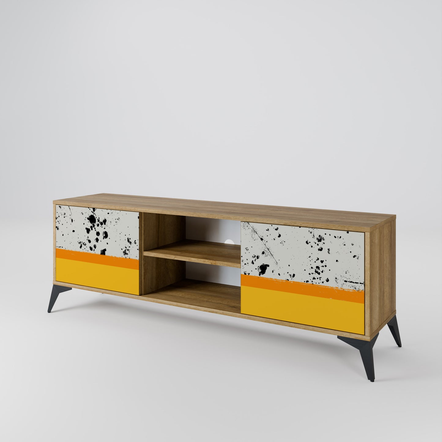 DYED BY ORANGE 2-Door TV Stand in Oak Effect