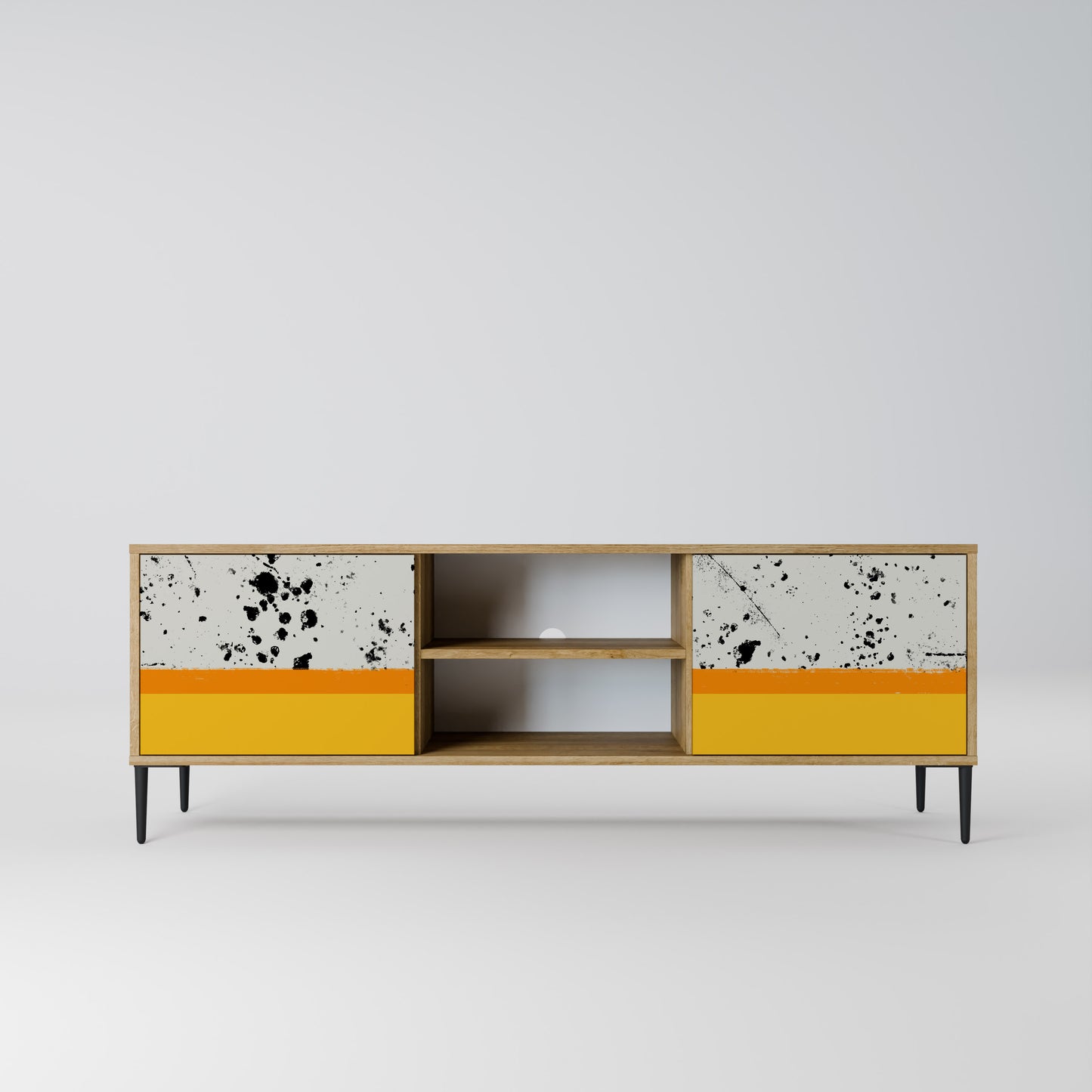 DYED BY ORANGE 2-Door TV Stand in Oak Effect