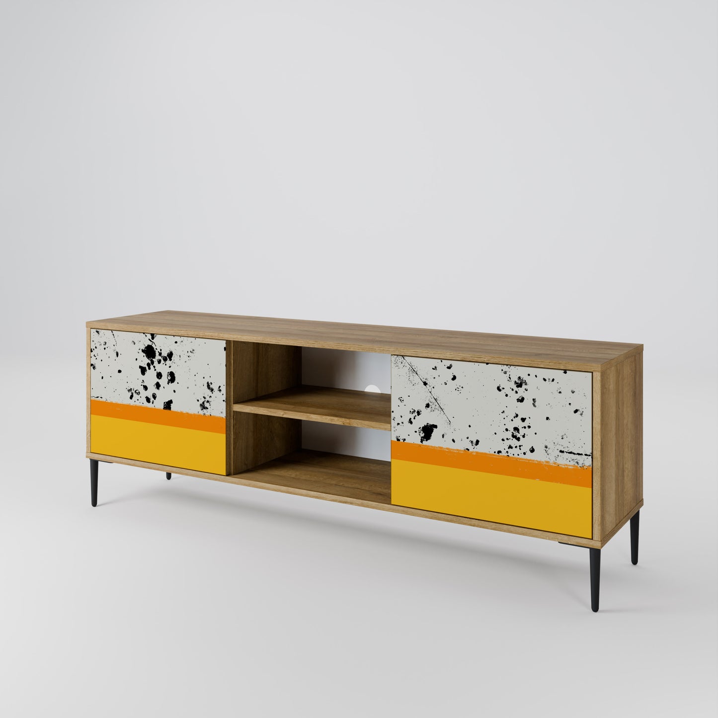DYED BY ORANGE 2-Door TV Stand in Oak Effect