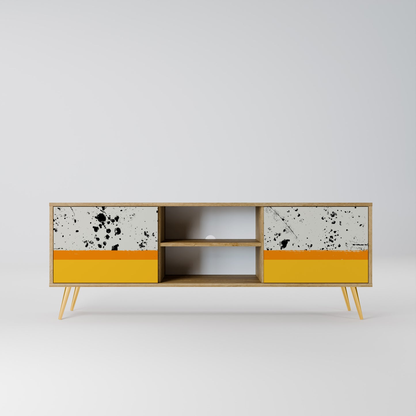 DYED BY ORANGE 2-Door TV Stand in Oak Effect