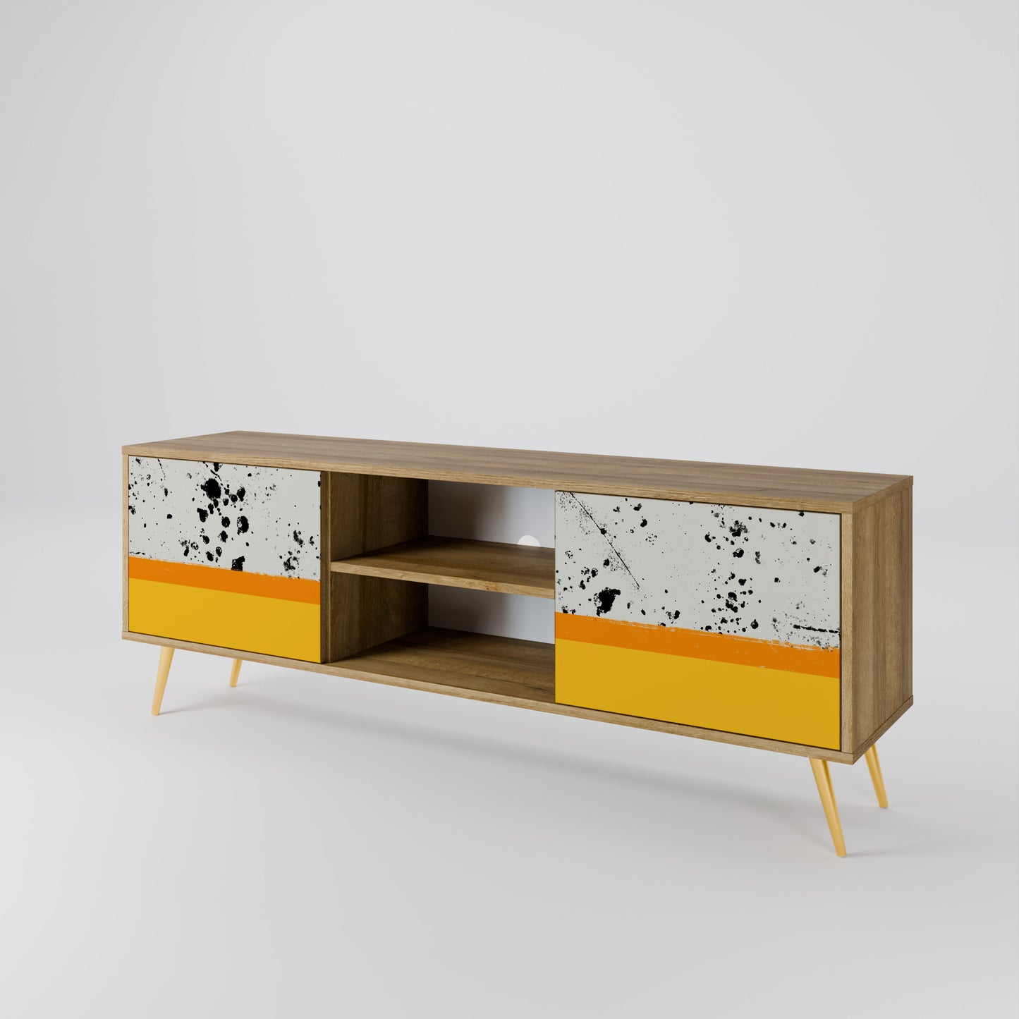 DYED BY ORANGE 2-Door TV Stand in Oak Effect