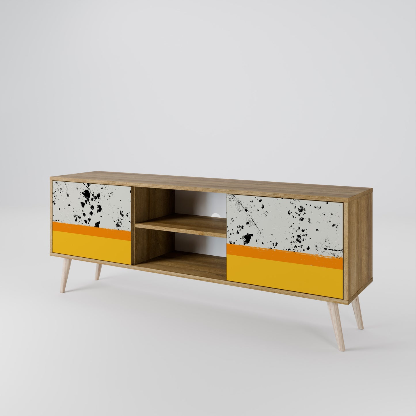 DYED BY ORANGE 2-Door TV Stand in Oak Effect
