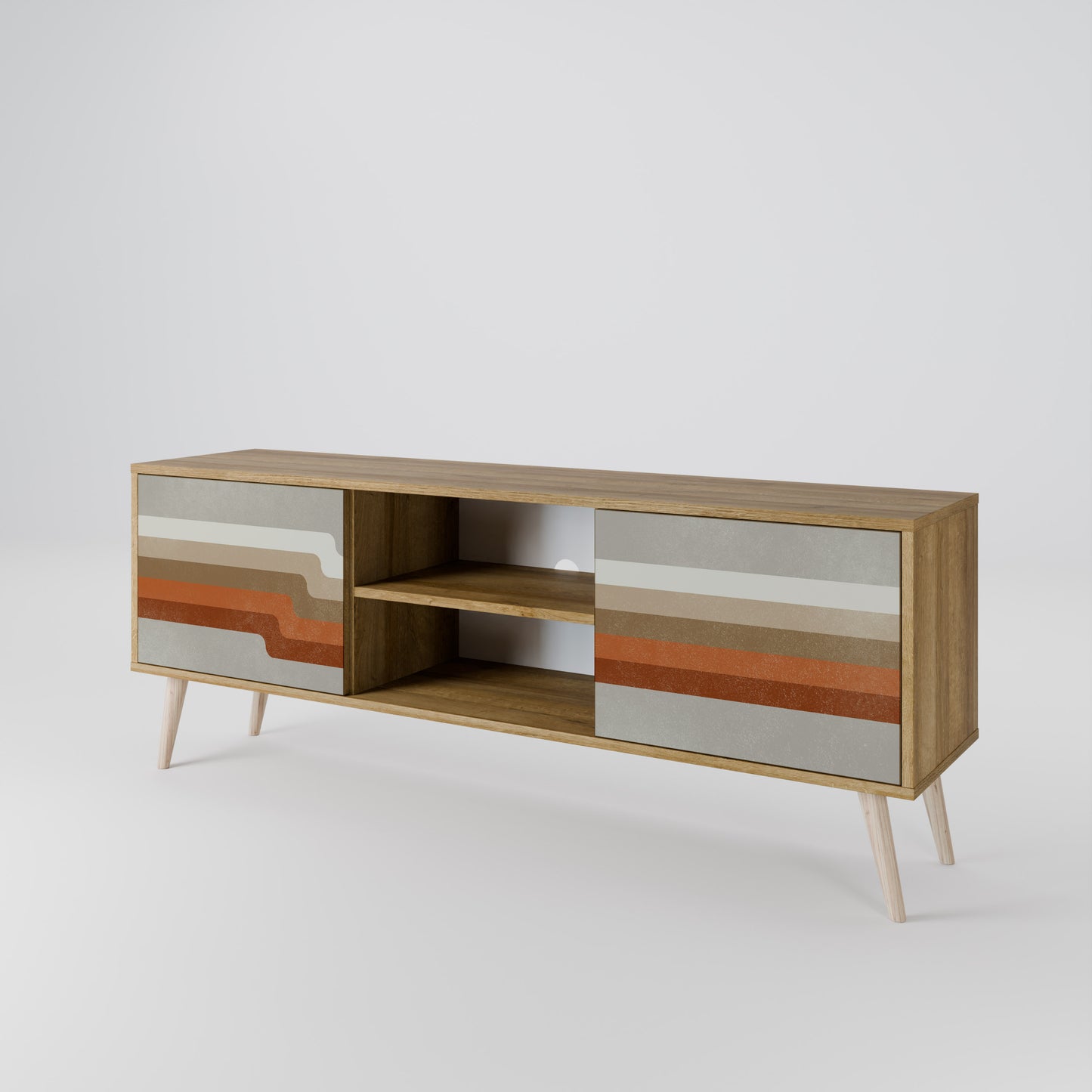 PECULIAR TRAIL 2-Door TV Stand in Oak Effect