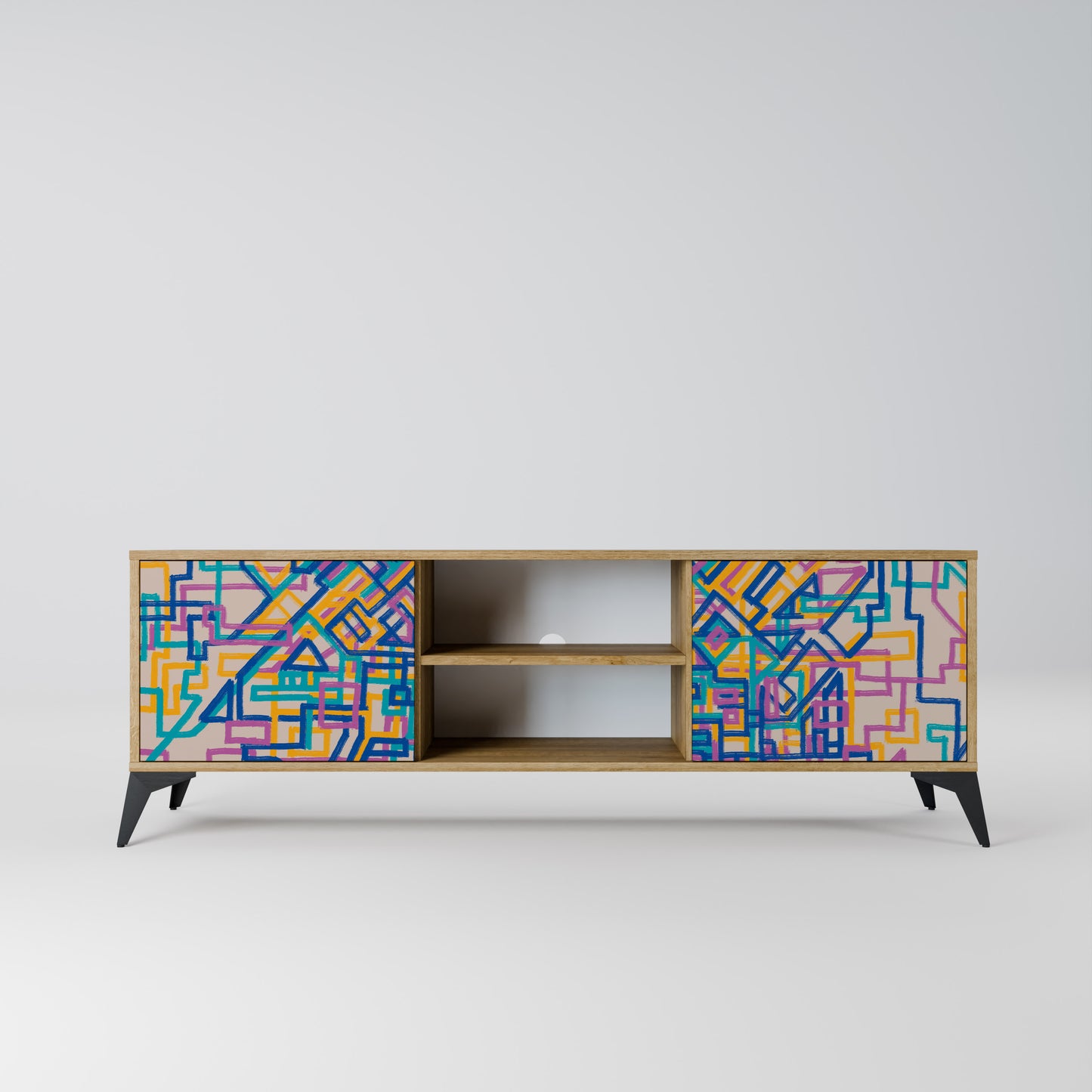 MEMORIES MAP 2-Door TV Stand in Oak Effect
