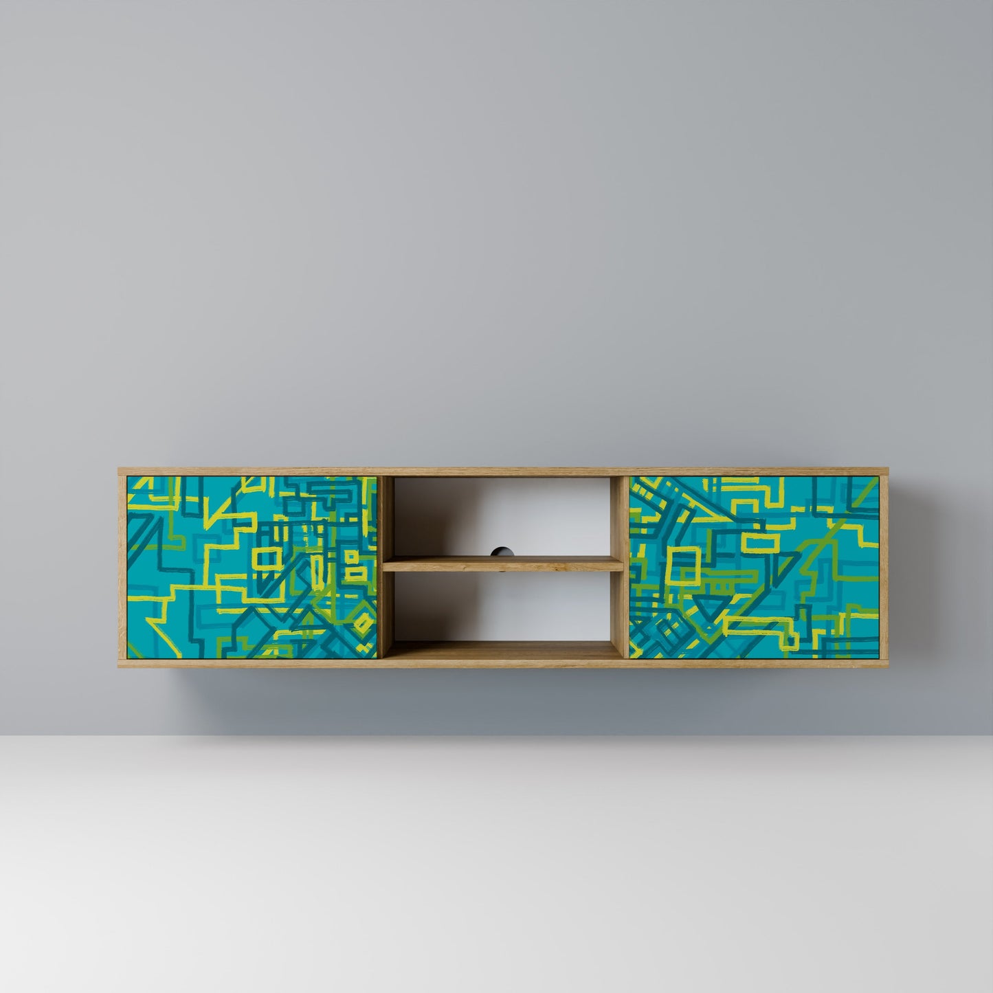 NOSTALGIC MEMORIES 2-Door TV Stand in Oak Effect