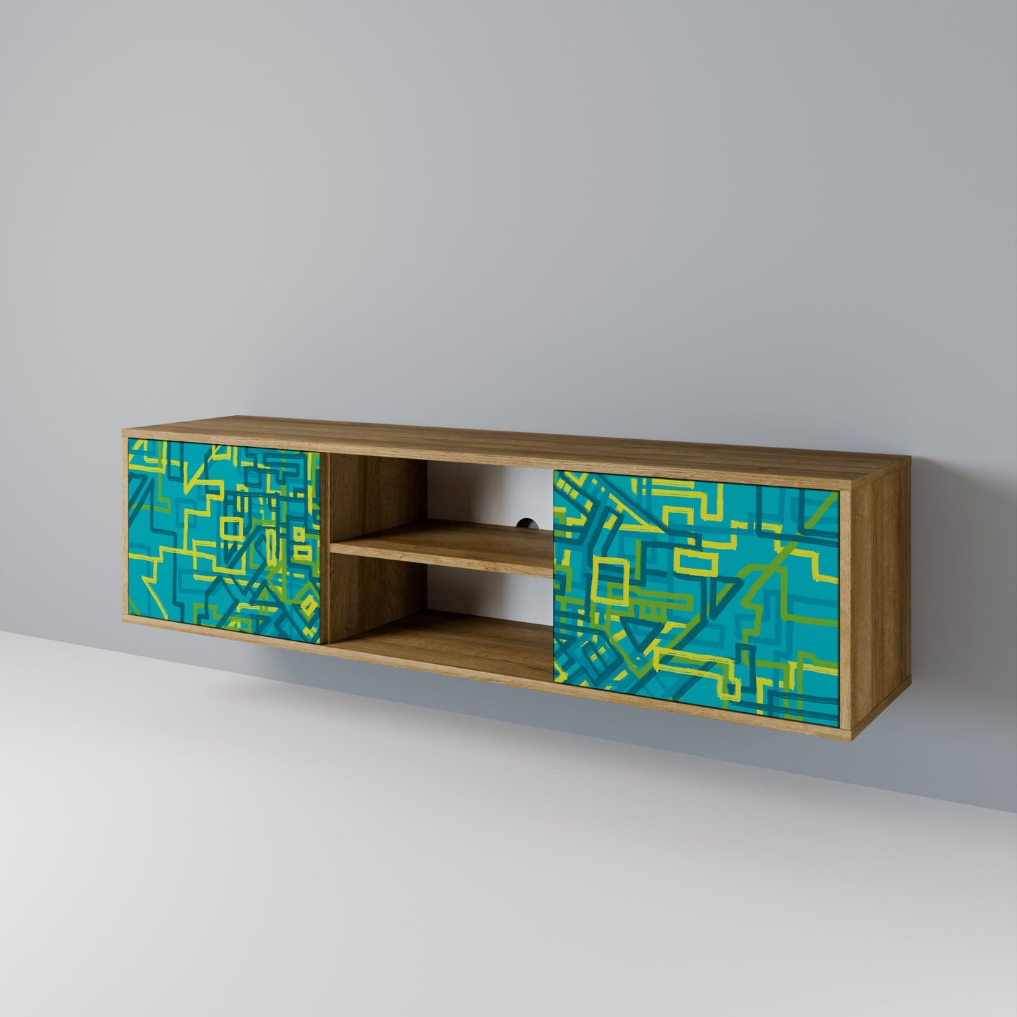 NOSTALGIC MEMORIES 2-Door TV Stand in Oak Effect