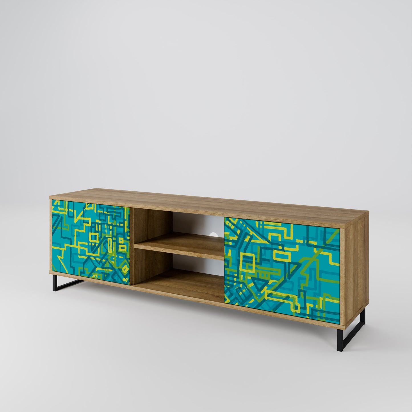 NOSTALGIC MEMORIES 2-Door TV Stand in Oak Effect