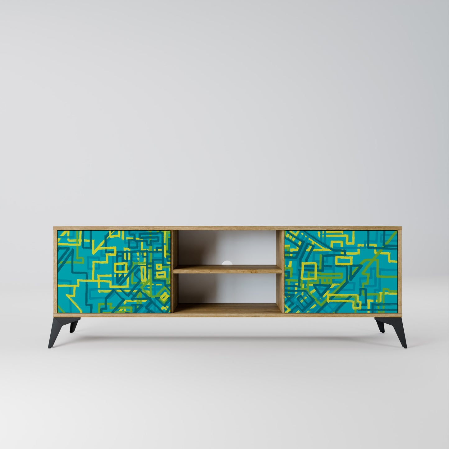 NOSTALGIC MEMORIES 2-Door TV Stand in Oak Effect