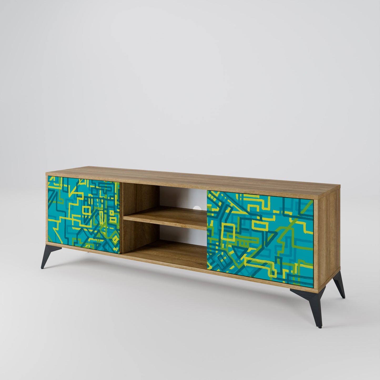NOSTALGIC MEMORIES 2-Door TV Stand in Oak Effect