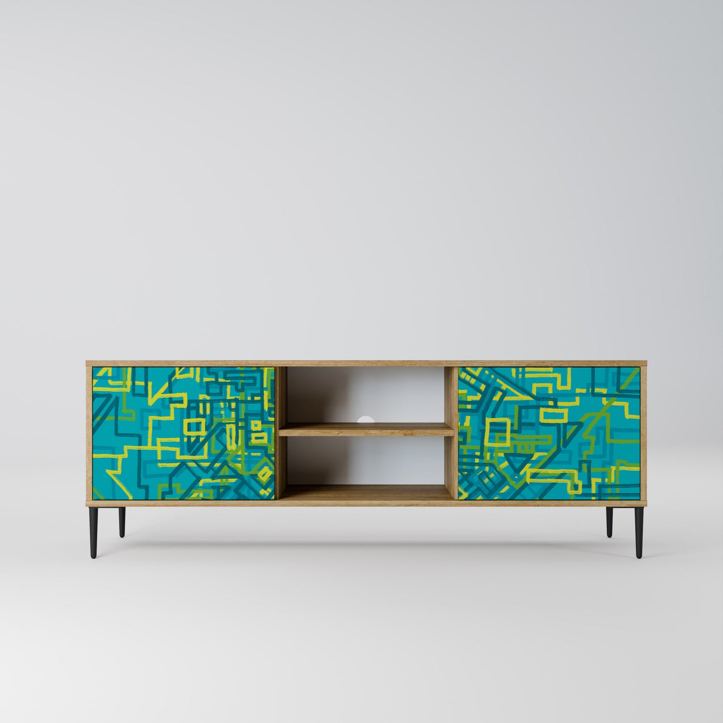 NOSTALGIC MEMORIES 2-Door TV Stand in Oak Effect