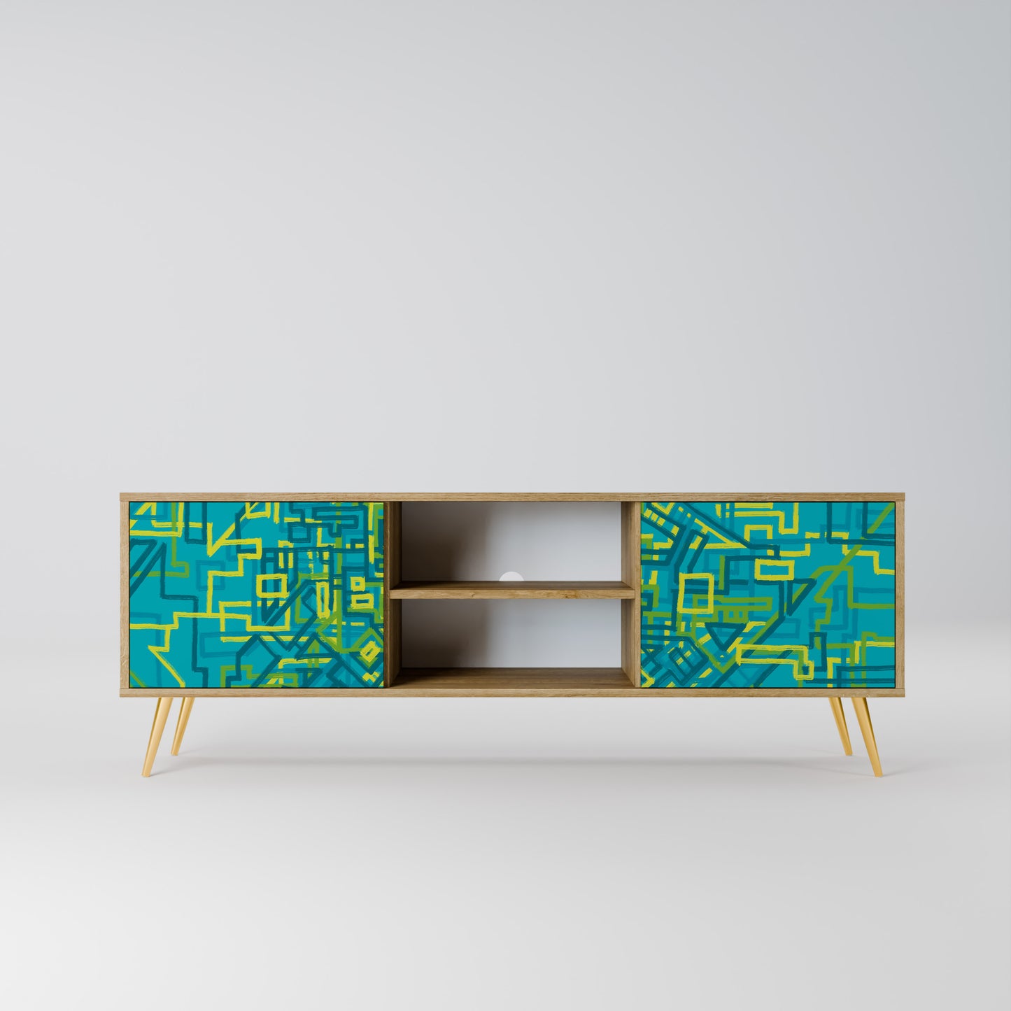 NOSTALGIC MEMORIES 2-Door TV Stand in Oak Effect