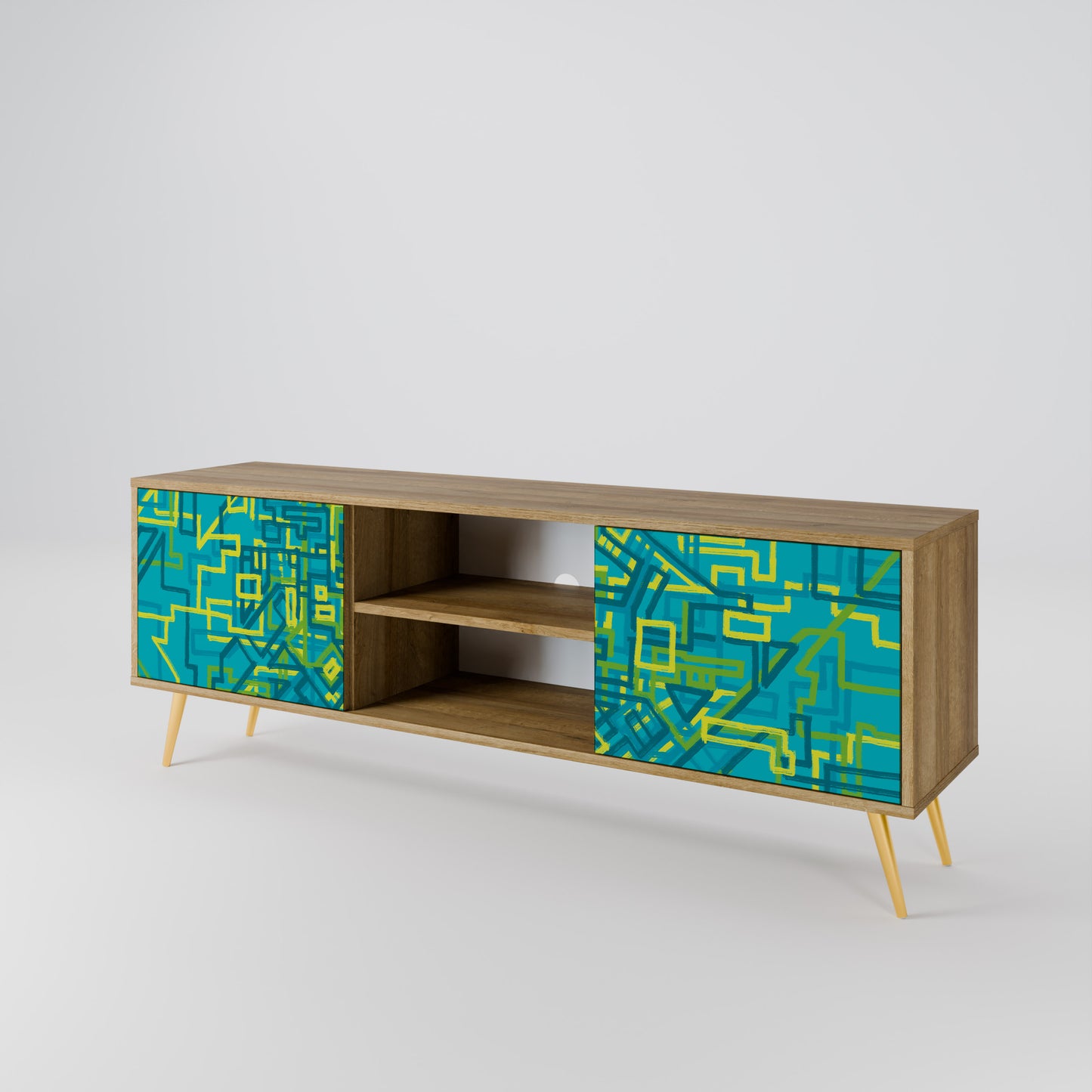 NOSTALGIC MEMORIES 2-Door TV Stand in Oak Effect