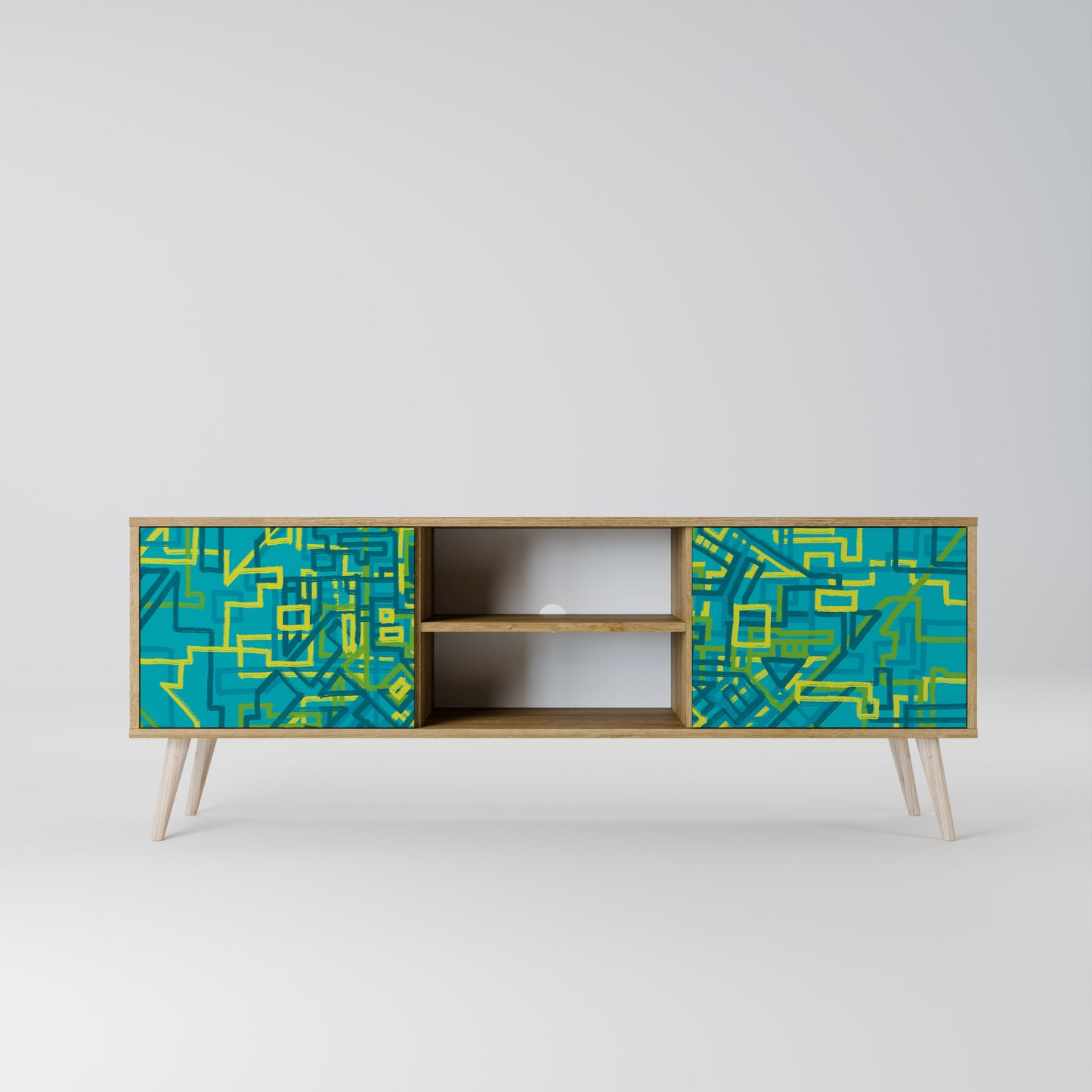 NOSTALGIC MEMORIES 2-Door TV Stand in Oak Effect