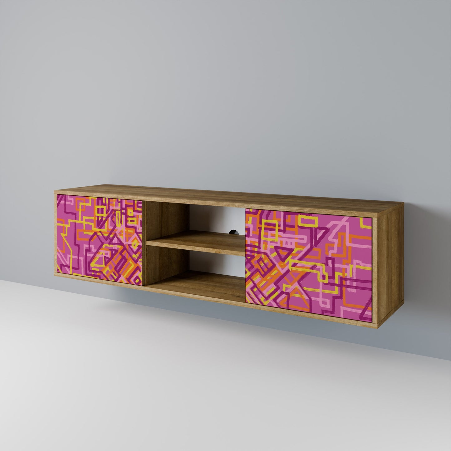 LOVELY MEMORIES 2-Door TV Stand in Oak Effect