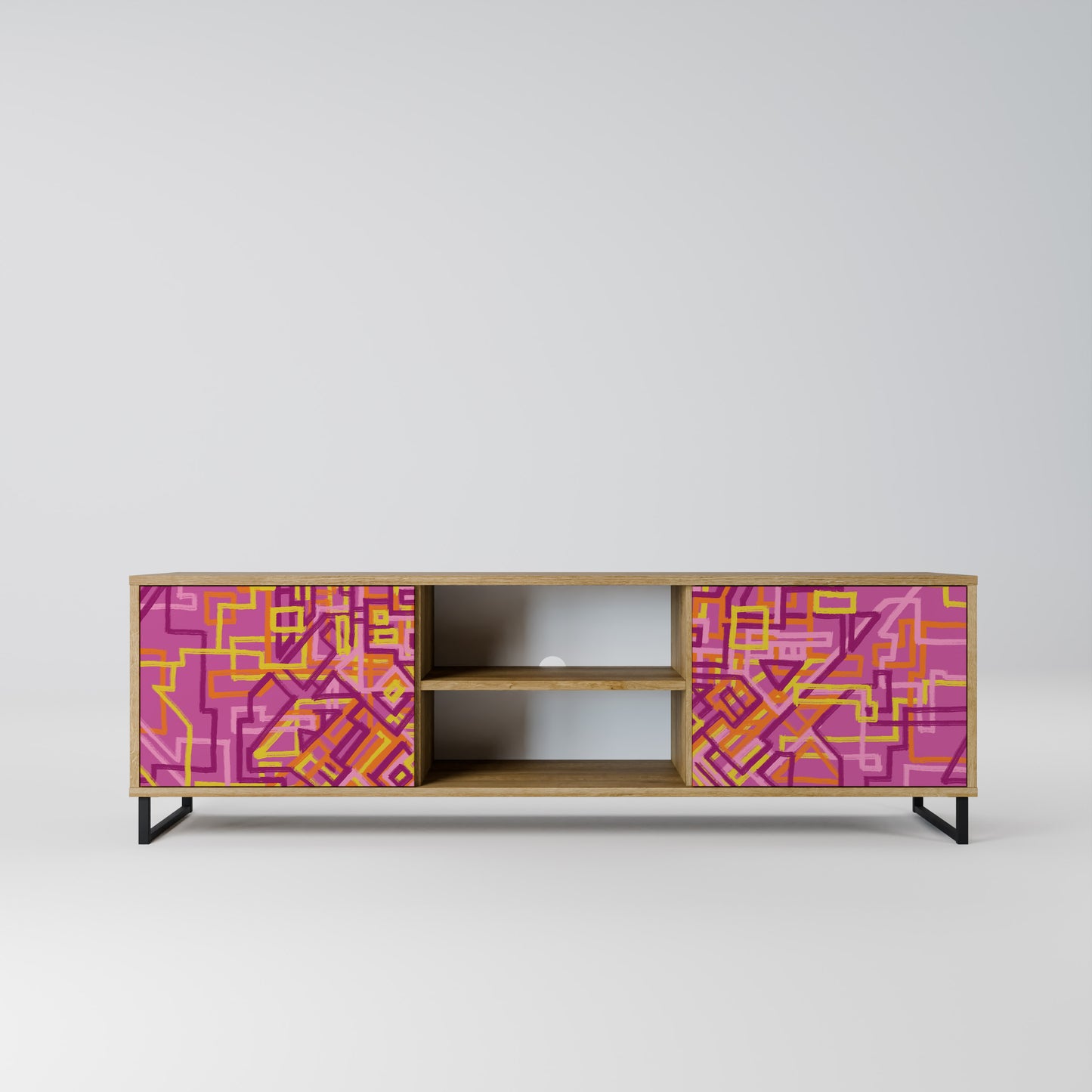 LOVELY MEMORIES 2-Door TV Stand in Oak Effect