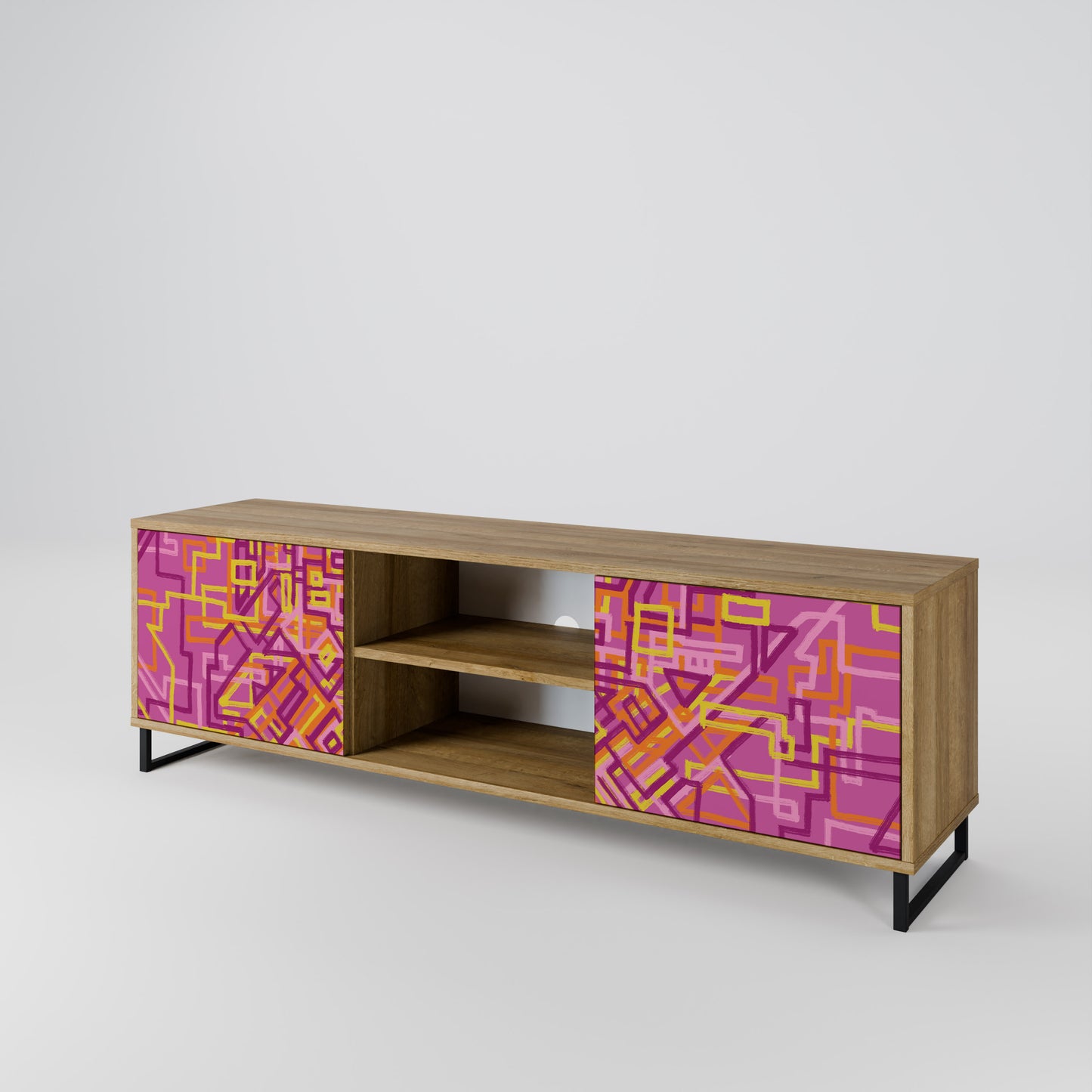 LOVELY MEMORIES 2-Door TV Stand in Oak Effect