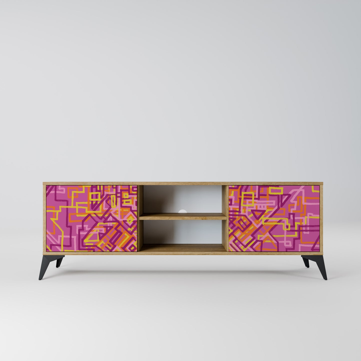 LOVELY MEMORIES 2-Door TV Stand in Oak Effect