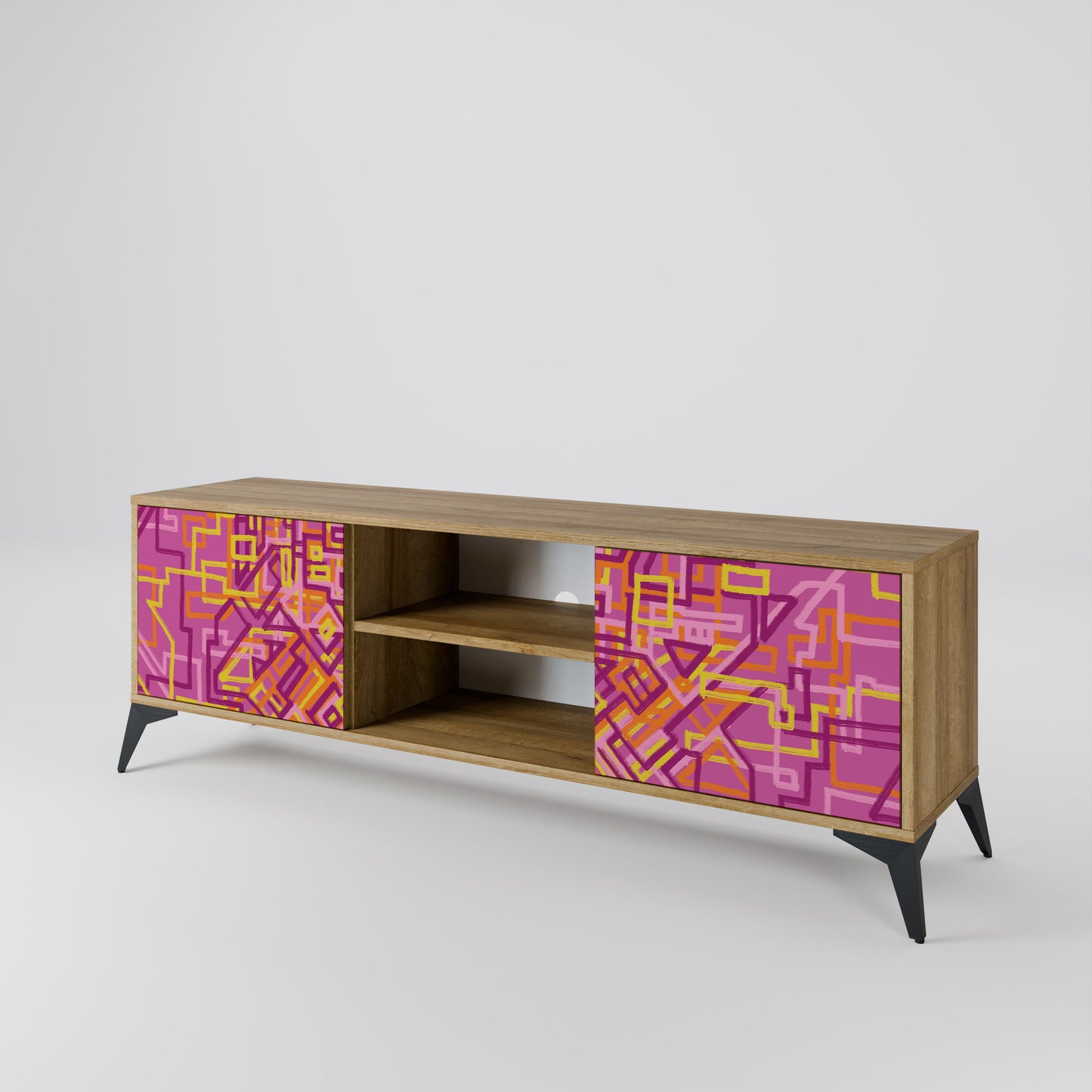 LOVELY MEMORIES 2-Door TV Stand in Oak Effect