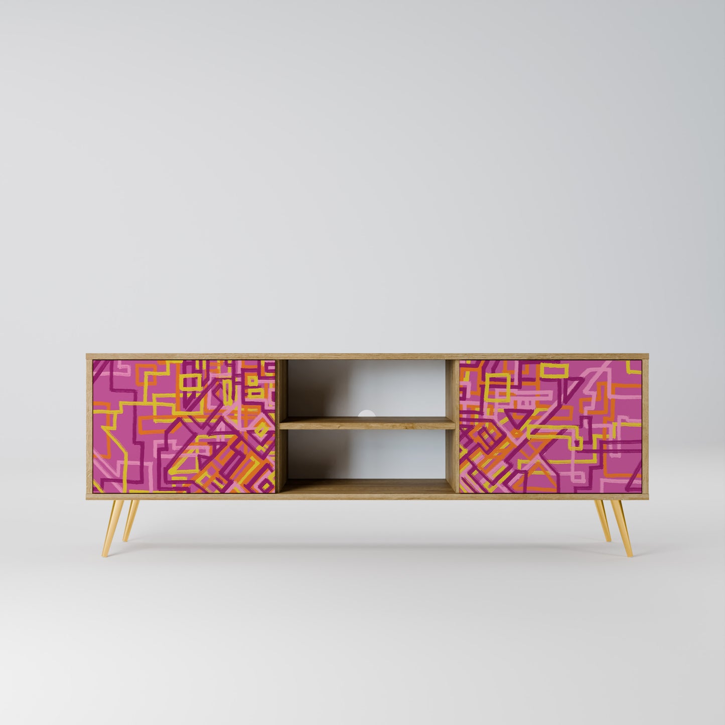 LOVELY MEMORIES 2-Door TV Stand in Oak Effect