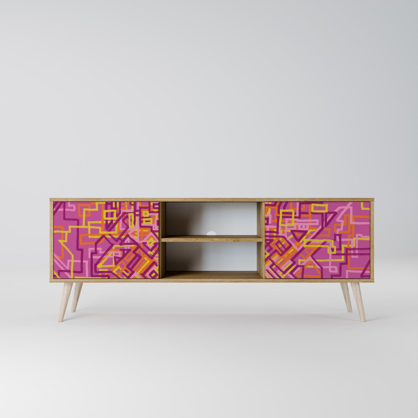 LOVELY MEMORIES 2-Door TV Stand in Oak Effect