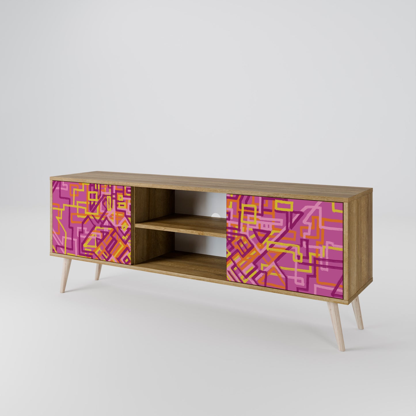 LOVELY MEMORIES 2-Door TV Stand in Oak Effect