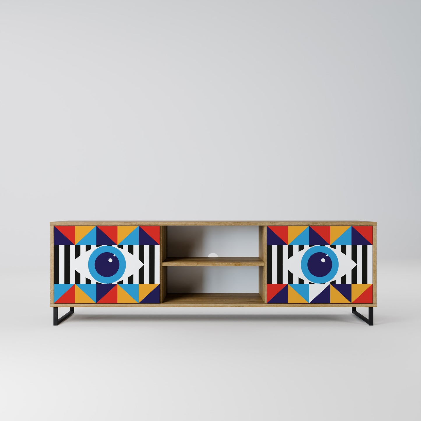 ABSTRACTION AND GEOMETRY 2-Door TV Stand in Oak Effect