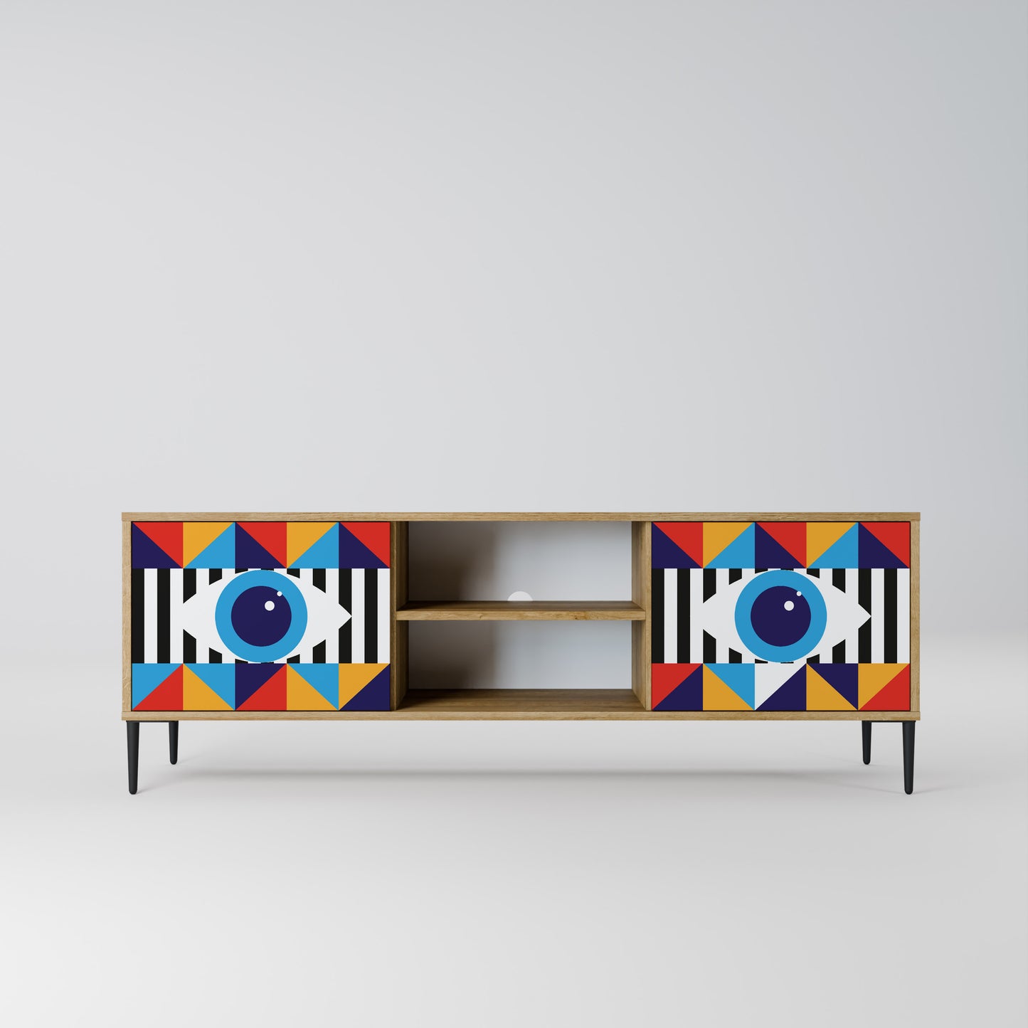 ABSTRACTION AND GEOMETRY 2-Door TV Stand in Oak Effect