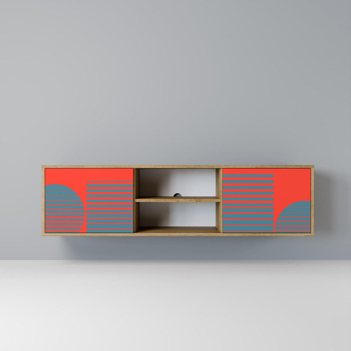 RISING GEOMETRY STARS 2-Door TV Stand in Oak Effect