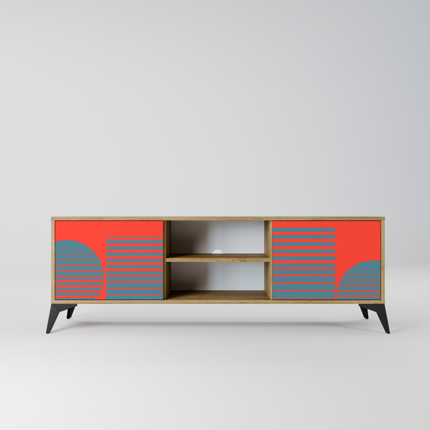 RISING GEOMETRY STARS 2-Door TV Stand in Oak Effect