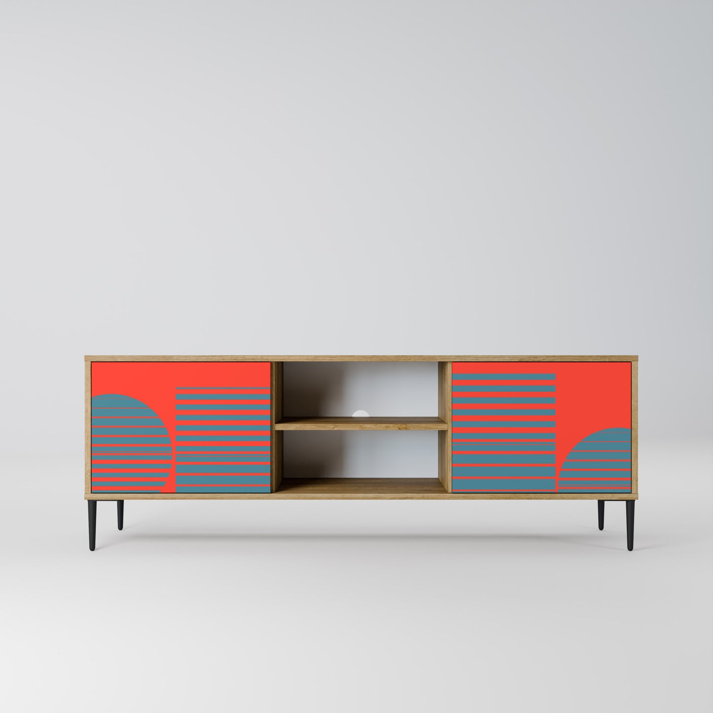 RISING GEOMETRY STARS 2-Door TV Stand in Oak Effect