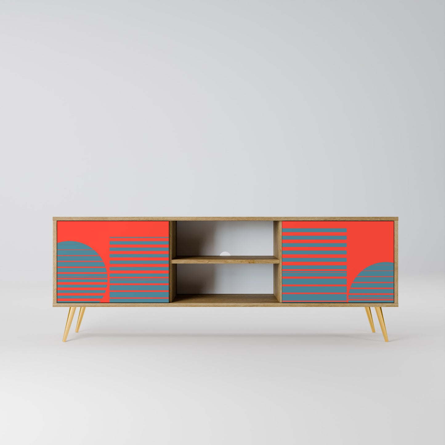 RISING GEOMETRY STARS 2-Door TV Stand in Oak Effect