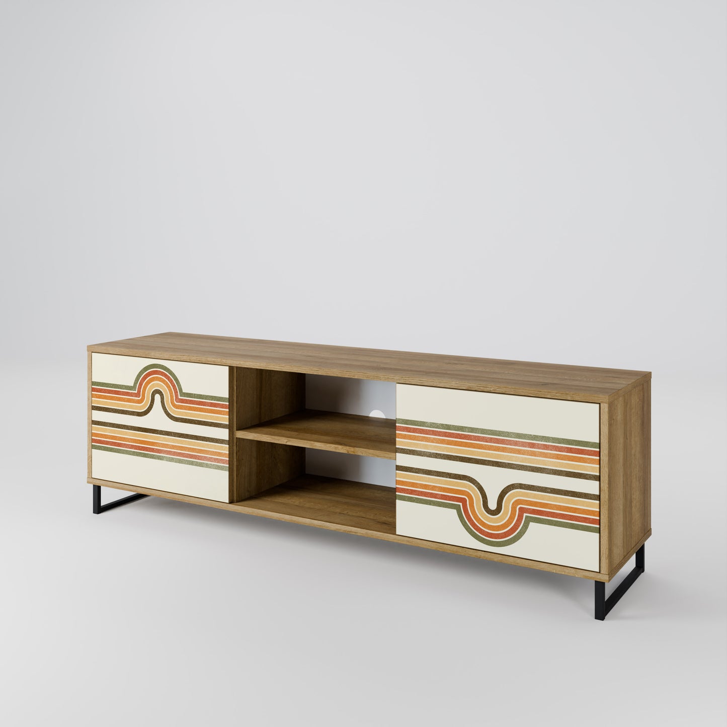 EXCEPTIONAL STREAM 2-Door TV Stand in Oak Effect